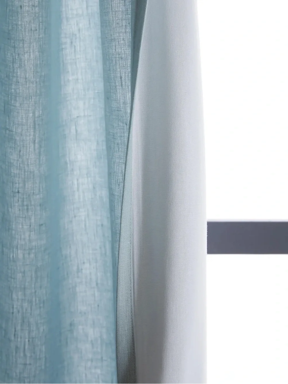 NWT QUINCE Set Of 2 48x84 European Linen Curtains Light Blue 9024